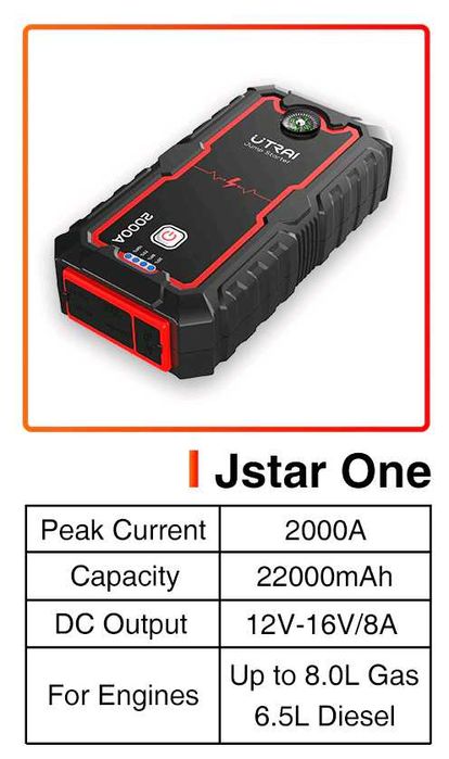 Booster Jump Starter Bateria Automovel Utrai Jstar One 2000A Powerbank