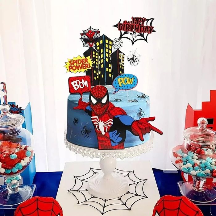 Topper SPIDERMAN 7szt na tort urodzinowy