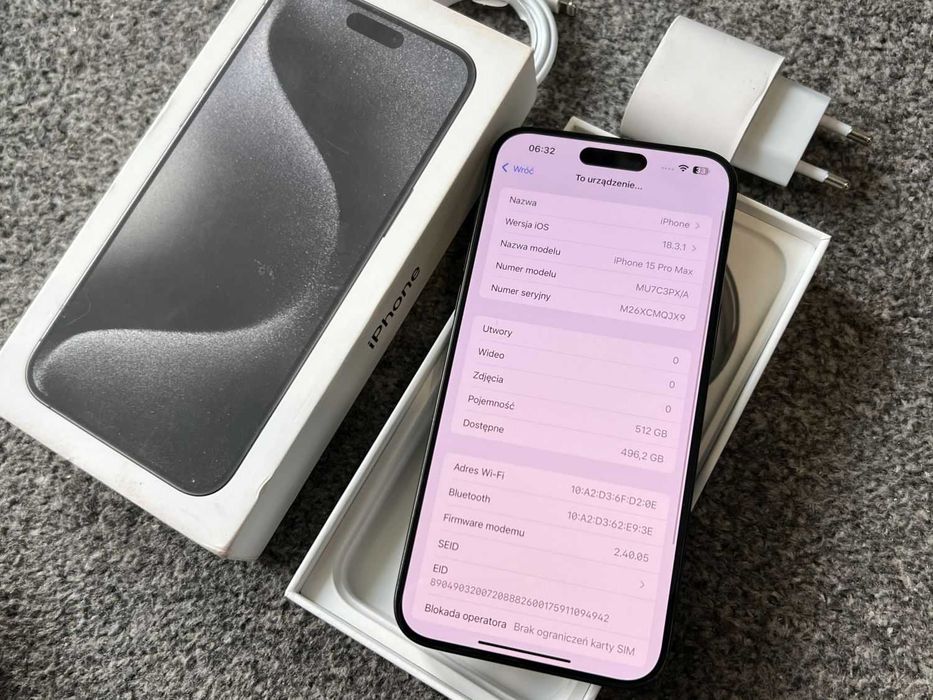 iPhone 15 Pro Max 512GB GRAPHITE GREY Black Czarny Grafitowy Bat98%