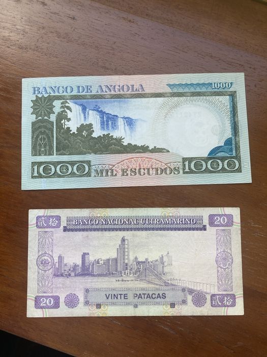 notas angola 500 e 1000 esc 62 / 1000esc carmona 72 / 20 patacas 96