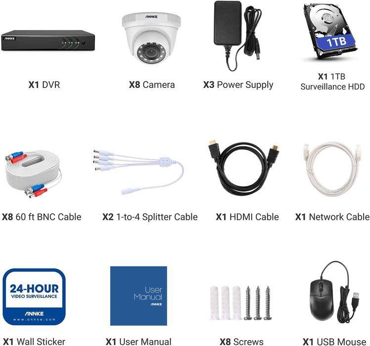 Kit Vídeo Vigilância * 8 Câmaras Exterior * DOME BNC * 1080P