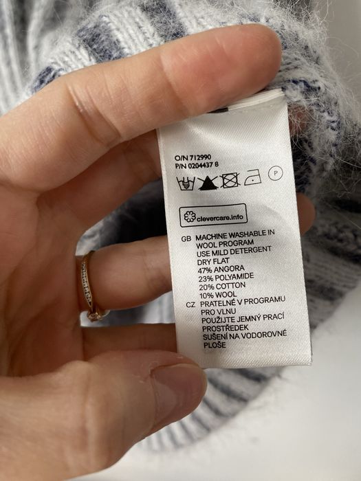 H&M angora blend puszysty miękki sweter welna prążek