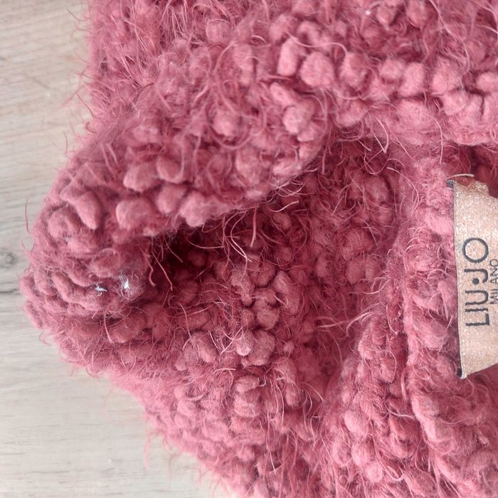 Czapka i szalik Liu-Jo, bordo, boucle, wełna.