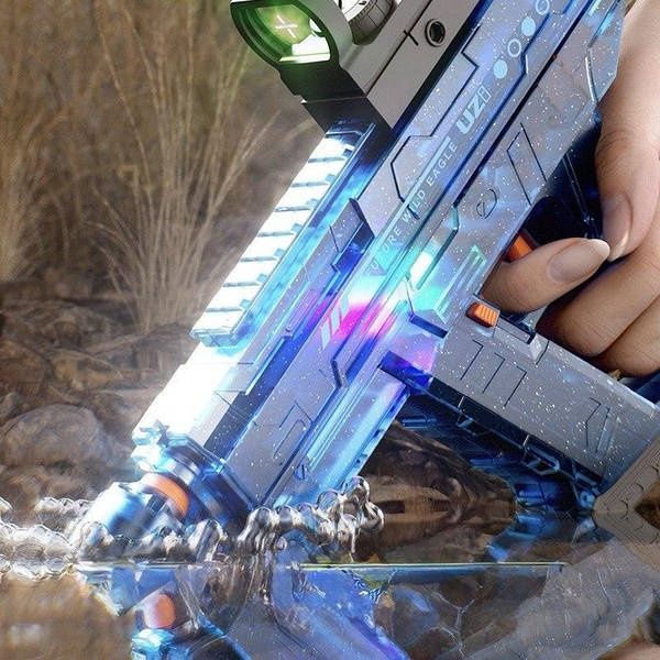 Водяний пістолет UZI акумуляторний з світящім прицілом та глушником