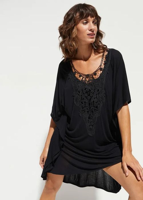 B.P.C sukienka tunika plażowa czarna z koronką ^36/38