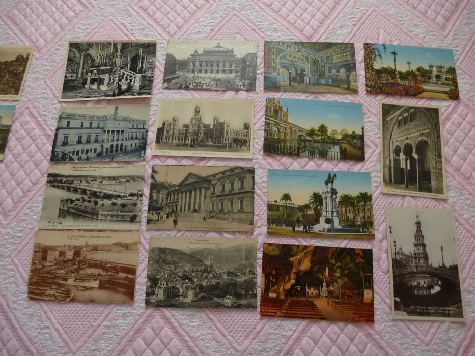 Lote 27 Postais, anos 1910 a 1950, selados