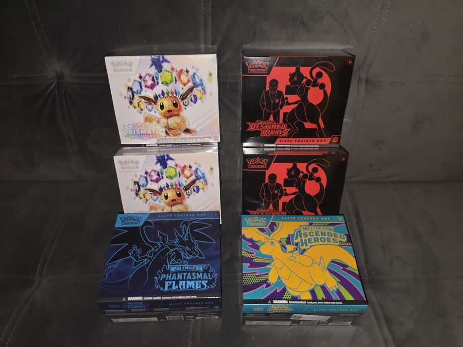 Elite Trainer Boxy Ascened Heroes Phantasmal Destined Rivals Prismatic +Bootser Box Destined Rivals