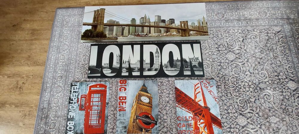 Zestaw obrazów 5 sztuk New York San Francisco London okazja