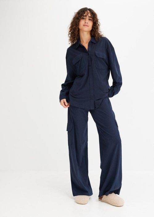 B.P.C piżama damska bluzka i spodnie bawełniane granatowe 44/46.