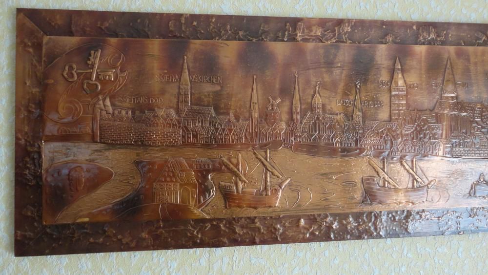 Большая,красивая медная  картина (чеканка). Германия!