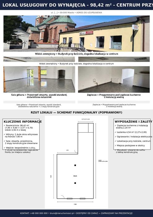 Lokal do wynajęcia . Krzepice , rynek 100m/kw
