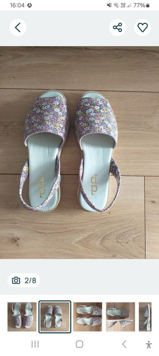 NOWE KULIG skóra naturalna skórzane sandały klapki wzór kwiaty r 39/40