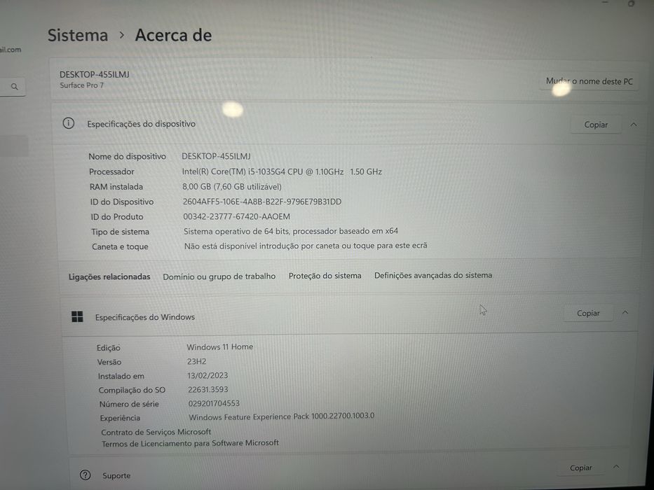 Surface Pro 7 i5, 8 GB RAM, 117 GB storage64552469329922124