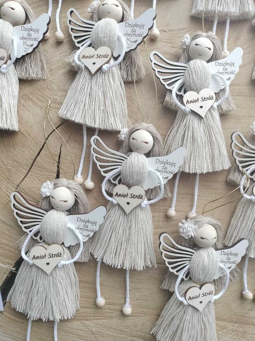 Aniołek podziękowanie dla gości Komunia Święta Makrama