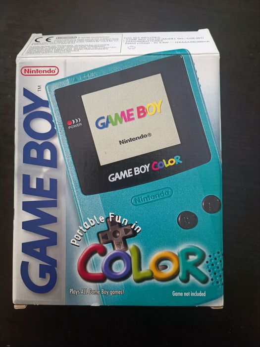 Gameboy colour teal com caixa e manuais