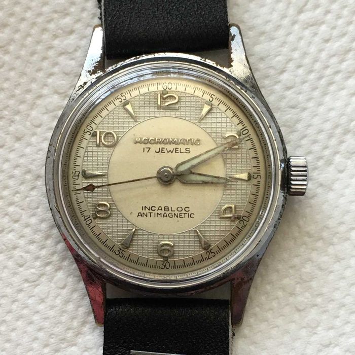 Zegarek męski vintage ACCROMATIC 17j Accro Bond Automatic Swiss sprawny bez serwisu do odrestaurowania