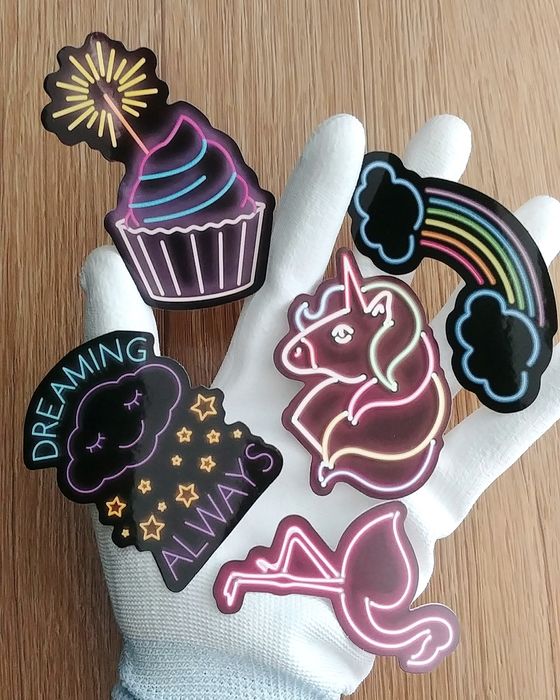 Naklejki neonowe mix naklejek zestaw neonówki naklejka wlepki dziewczy