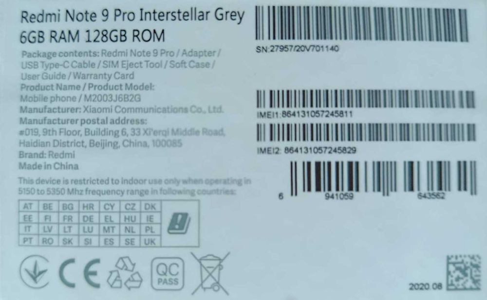 Smartphone Note 9 Pro Interstellar Gray – Excelente estado