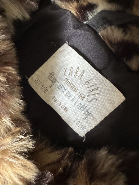 zara шубка леопард и накшники девочке 9-10 оет р.140