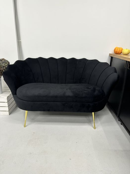 Sofa muszelka czarna welur
