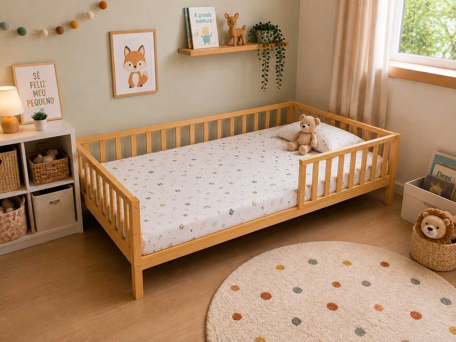 Cama de criança 190x90 em madeira + colchão Emma | Excelente estado