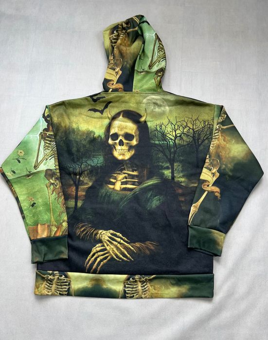 Bluza Trickz N Treatz Skeleton Mona Lisa Art Print 95% Cotton