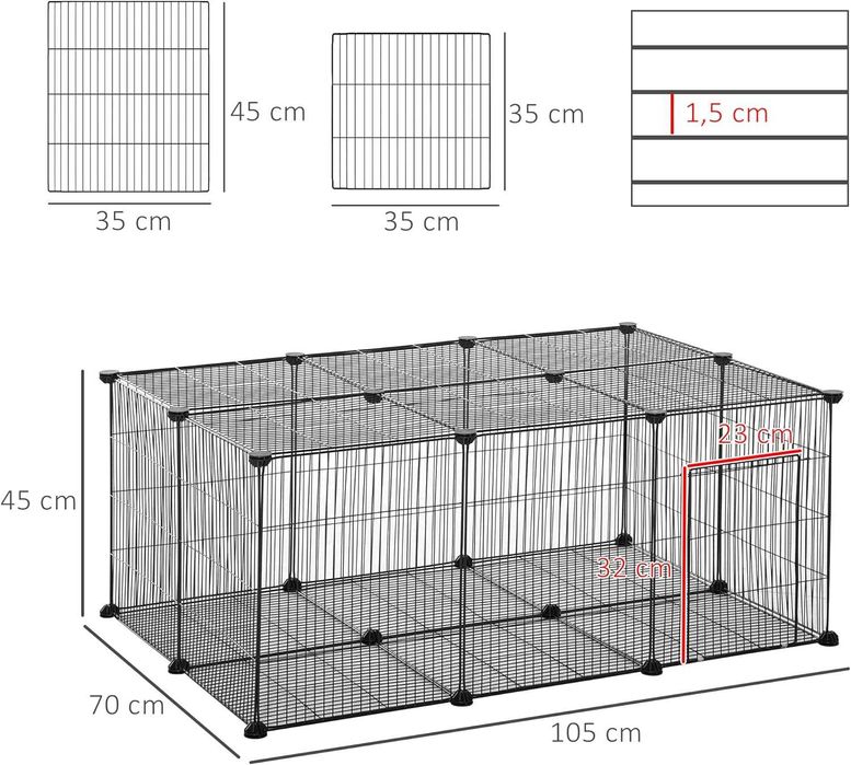 ENVIO GRÁTIS - Parque para animais de estimação, coelhos 105x70x45cm
