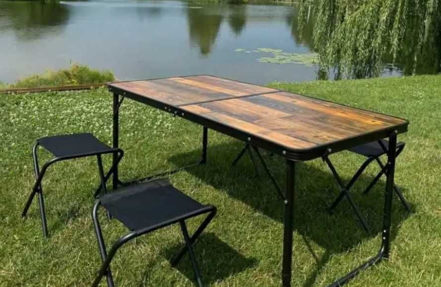 столик для пікніка 120×60 см складний стіл + 4 стільця на природу