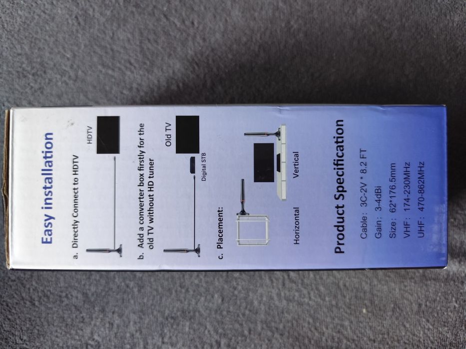 Antena TV wewnetrzna DVB T2 4K Full HD magnetyczna