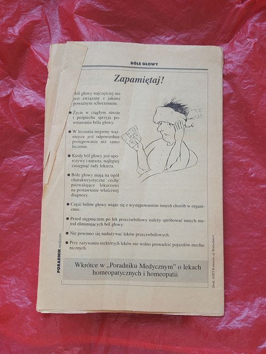 Stara broszura Bóle głowy