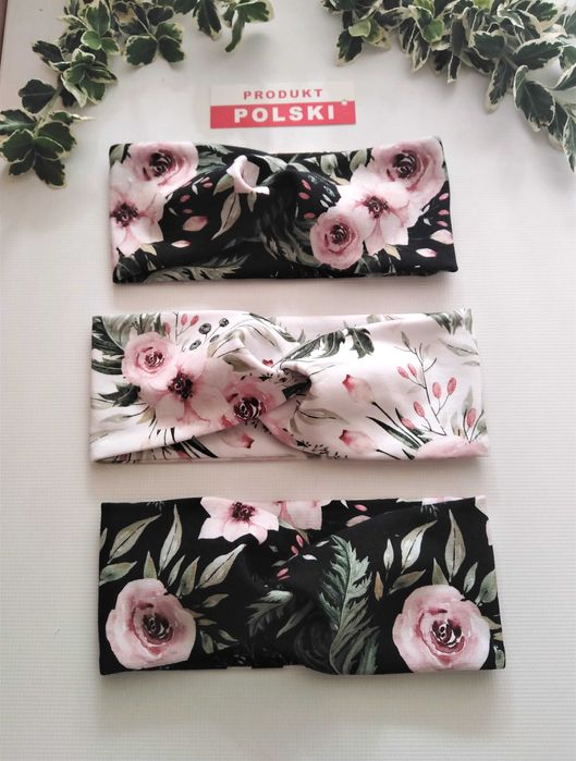 Szeroka opaska przeplatana na głowę - hand made - różne wzory