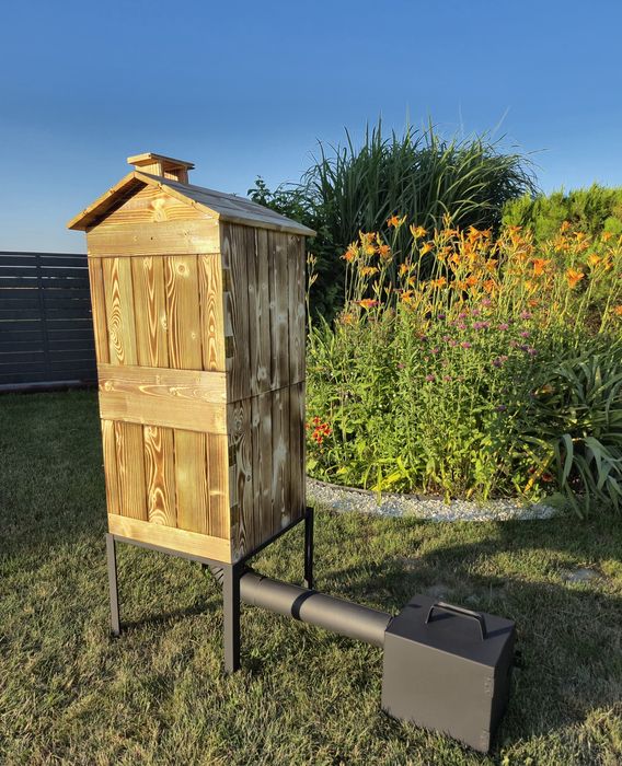 Wędzarnia drewniana podwójna, ogrodowa, domowa wędzarnik wędzarka cały zestaw XL