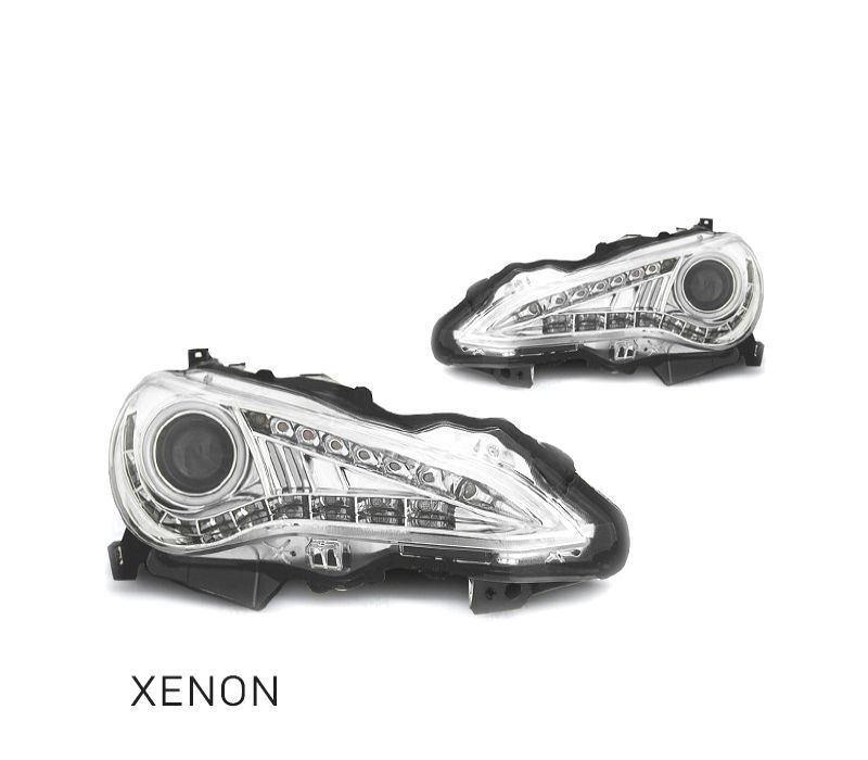 FAROIS FRONTAIS PARA TOYOTA GT86 12- LUZ DIURNA XENON FUNDO CROMADO