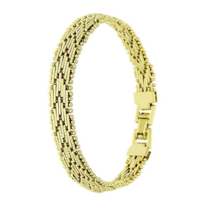 87464 Bransoletka 14k pozłacana 17 CM 8 MM elegancka jodełka