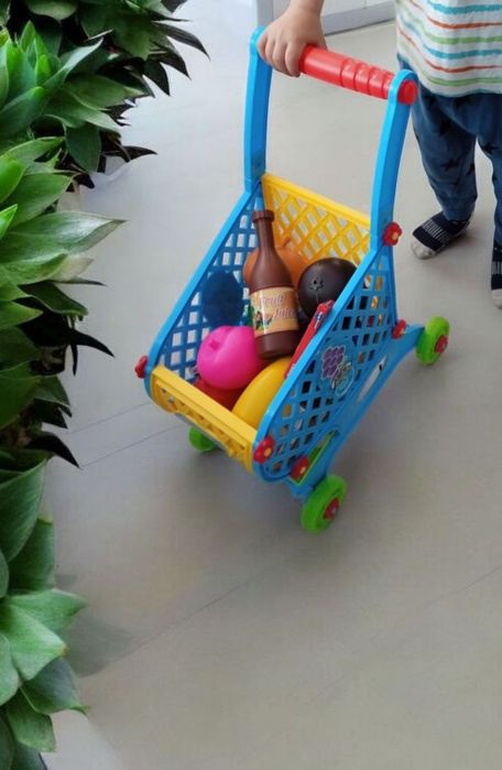 Wózek Koszyk Zakupowy z Akcesoriami dla Dzieci - Zestaw Sklepowy