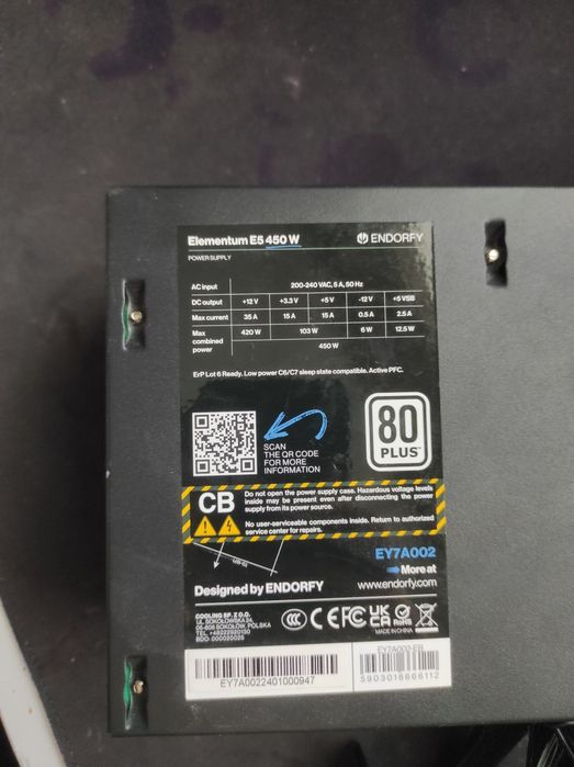 Zasilacz 450w endorfy elementum e5