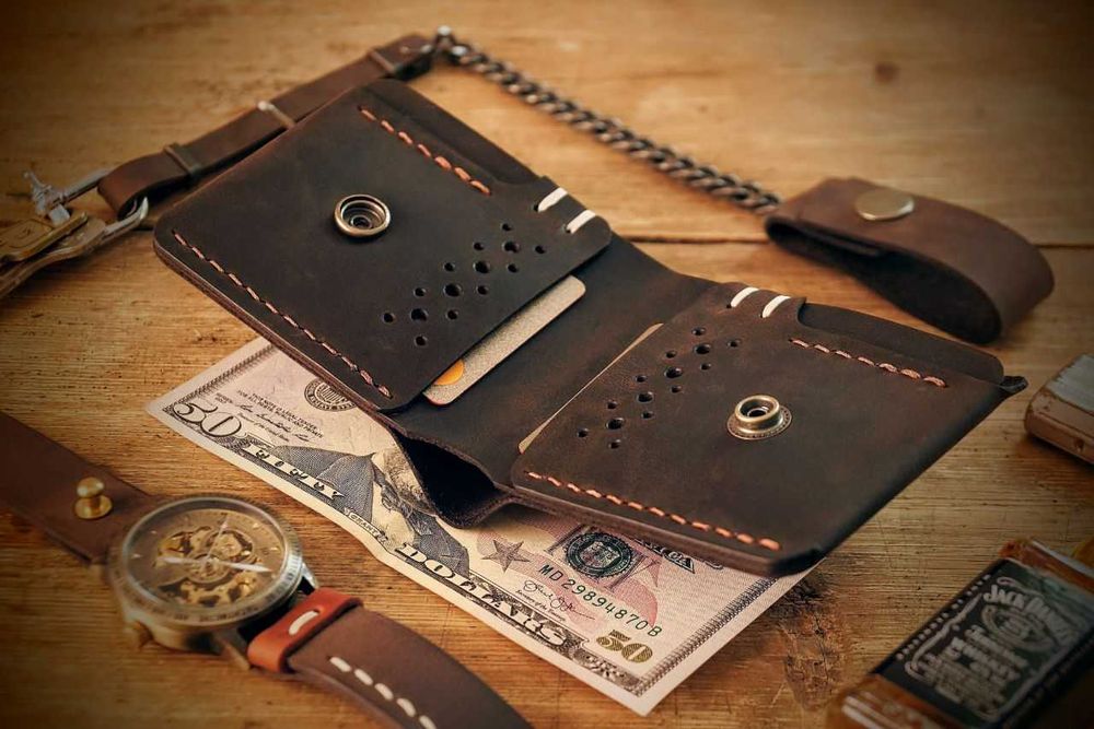 Брутальний чоловічий шкіряний гаманець HARDY з натуральної шкіри