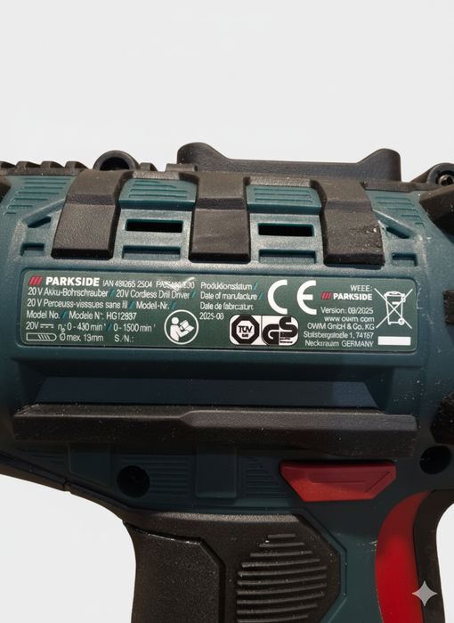 Професійний акумуляторний дриль-шуруповерт з серії Parkside X 20V