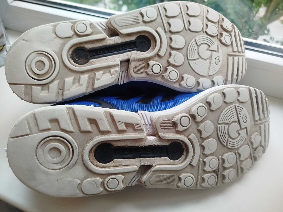 Кросівки чоловічі текстильні сітка сині Adidas ZX Flux кеди