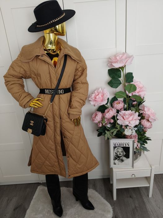 Płaszcz pikowany Camel oversized Coat Casual R.M/L