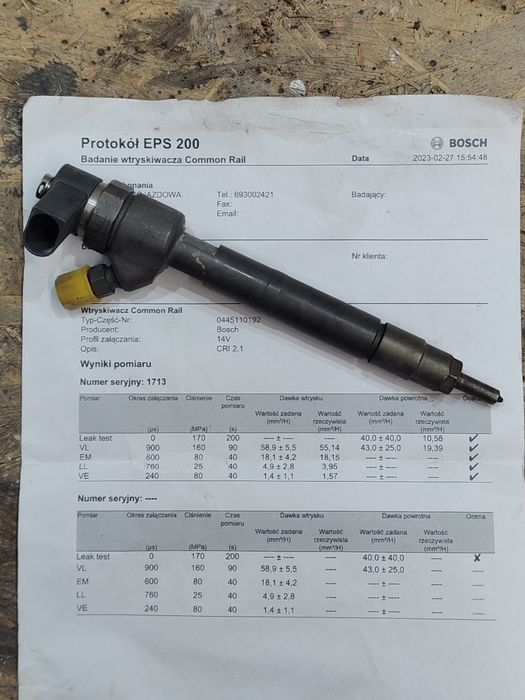 Wtryskiwacz BOSCH Mercedes 2,2 CDI  / E class / Vito / Sprinter