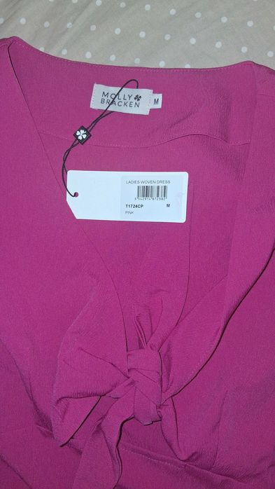 Vestido Trapézio / Curto Rosa com Pormenores Molly Bracken (Tam. M | Novo c/ Etiqueta)