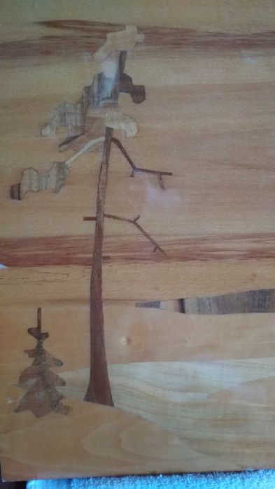 Картина СССР,пейзаж,деревяная полированая