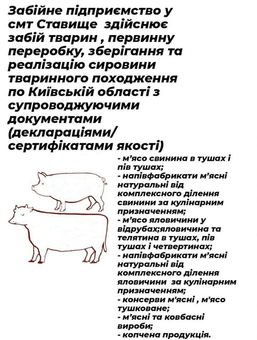 Забійний цех реалізує свинину з сертифікатами якості!!!