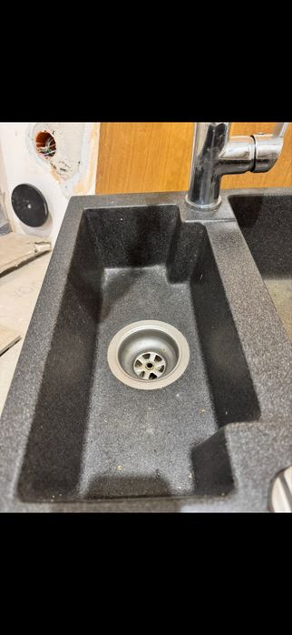 Zlew granitowy (kompozytowy) dwukomorowy + bateria FERRO