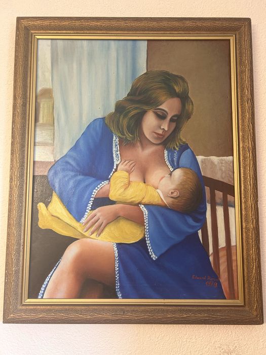 Obraz olejny na płótnie Matka karmiąca