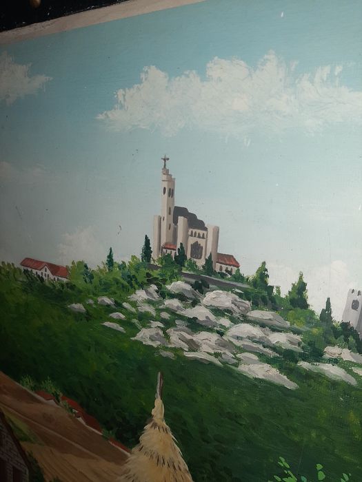 Grande Pintura Óleo Sobre Platex Da Igreja da Penha do Castelo de Guimarães