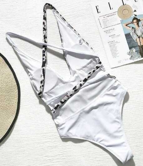 Шикарный пляжный комплект 2 в 1 - Туника купальник слитный леопард