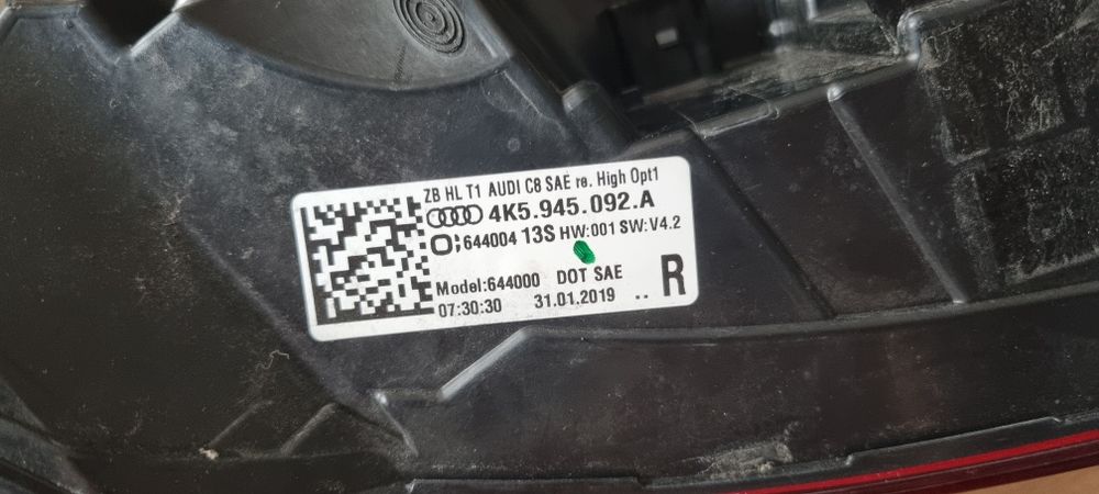 Audi A6 C8 sedan lampa tył prawa