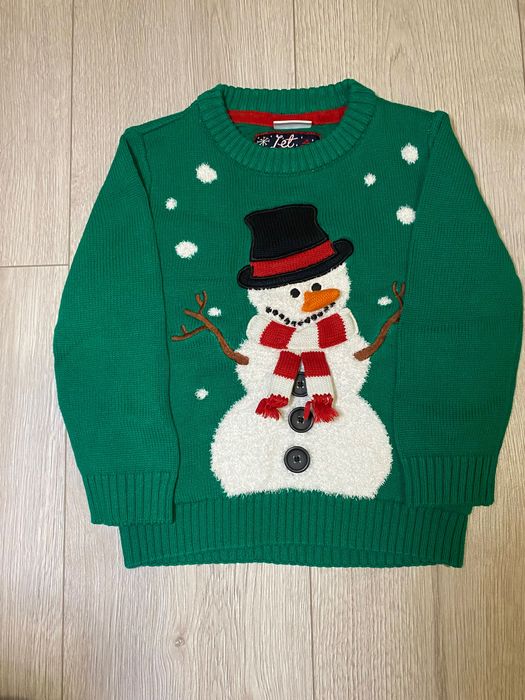 Дитячий новорічний светр світер з малюнком сніговик F&F